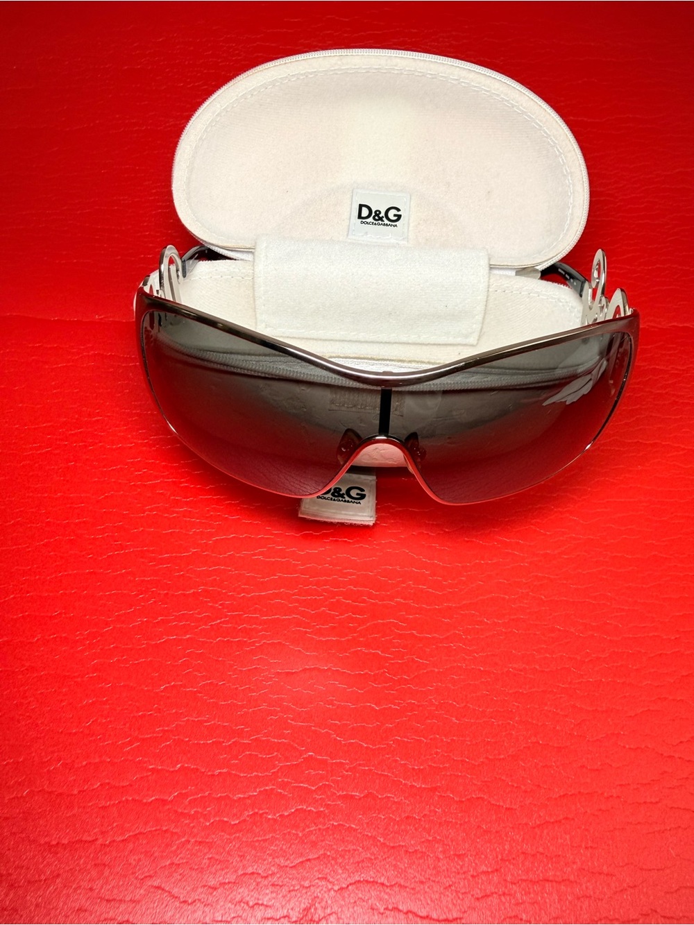 D&G Men's Wrap Shield Sunglasses in Smoke Gray Lens with Silver Accents
